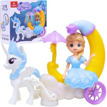 Imagem de Brinquedo Carruagem de Unicórnio Princesa Azul Luz e Som Castela - CAS