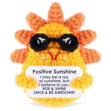 Imagem de Tmtains Presente de crochê positivo com luz do sol, suporte emocional, presente de pelúcia feito à mão para colega de trabalho, irmã amiga, mini incentivo à saúde mental, inspirador, aniversário