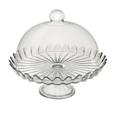 Imagem de BOLEIRA DE VIDRO PÉTALAS DE JASMIN COM PÉ 24CM