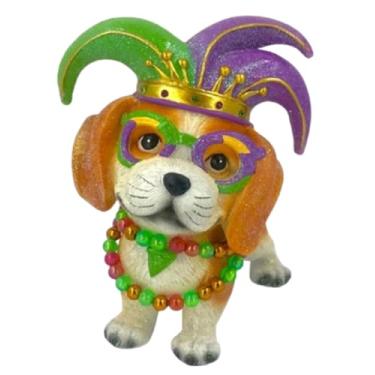 Imagem de December Diamonds Beagle de carnaval de resina 65-65048 com um chapéu de da corte de corte ou suporte de mesa, 12 cm de altura x 9 cm de largura x 12 cm de profundidade