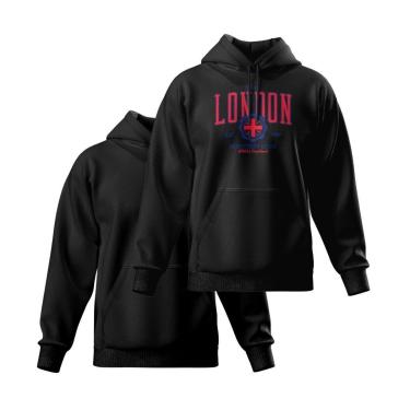 Imagem de Kit 2 Moletom Modelo Canguru Com Capuz Masculino e Feminino Liso e Estampado London-Masculino
