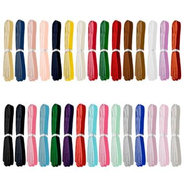 Imagem de XYDHQS Fita de veludo sortida, fita de cetim de 30 cores, 60 metros, fita macia de face única, fita sortida multiuso para embalagem de artesanato de costura