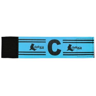 Imagem de Faixa Braçadeira de Capitão Infantil Ajustável Azul Claro e Preto Dafoca Sports