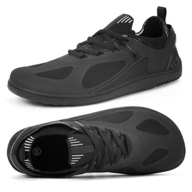 Imagem de HiGropcore Sapatos masculinos descalços, bico largo, suporte de arco, minimalista, para academia, tênis fashion deadlift cross training, Preto, 9.5 Wide