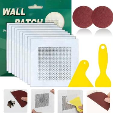 Imagem de Pacote com 14 patches de reparo de drywall, kit de reparo de drywall com malha autoadesiva estendida, kit de reparo de remendo de parede, ferramenta de reparo de parede seca, kit de remendo de reparo
