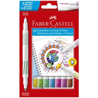 Imagem de Caneta hidr ponta dupla 150110DUO 10 cores Faber-Castell