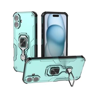 Imagem de SORAKA Capa para iPhone 16 Plus com suporte metálico giratório de 360 graus peça de ferro magnética para suporte magnético para telefone de carro