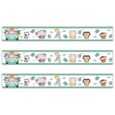 Imagem de Faixa Decorativa Papel Parede Infantil Animais Carro - SHD Soleil Home