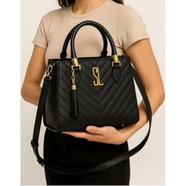 Imagem de Bolsa Lorena Bordada material ecológico Feminina Forrada Média - Santa