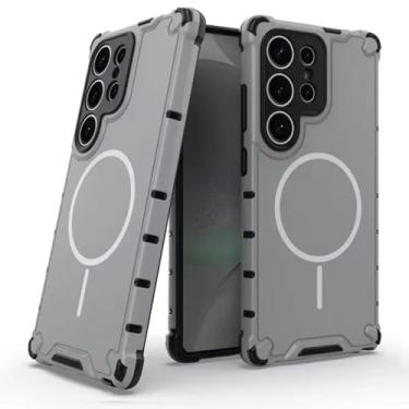 Imagem de Capa luxuosa e moderna com carregamento magnético sem fio e proteção anti-queda para Samsung Galaxy S25 S24 S23 Ultra Plus (para Galaxy S24+/BRANCO)