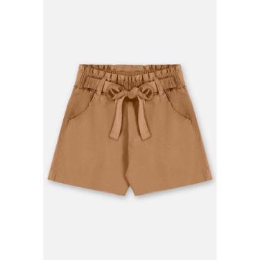 Imagem de Short em Sarja Infantil com Cinto Up Baby, Marrom, 4