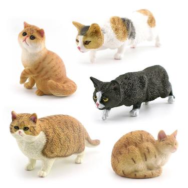Imagem de Conjunto de bonecos de gatos em miniatura, coleção realista de 5 peças em PVC