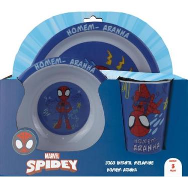 Imagem de Jogo de Cozinha Infantil Tuut 3 peças Homem Aranha Copo, Bowl e Prato