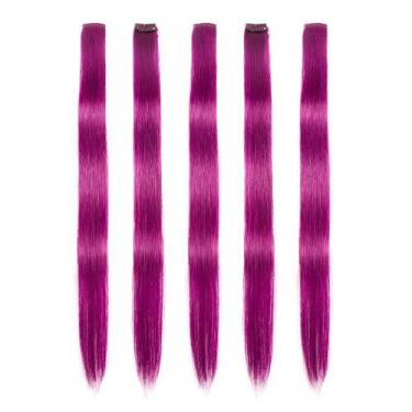 Imagem de Extensões de cabelo Winsky Purple-red Clip em cabelo 100% humano