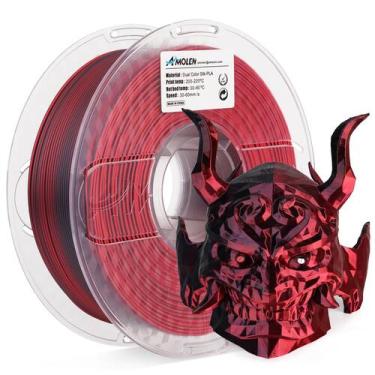 Imagem de Impressora 3D Filamento AMOLEN Silk PLA 1,75 mm Vermelho Preto 1 kg