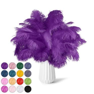 Imagem de Feathers NEWONG Purple Ostrich, 30 unidades, 23 a 30 cm, decoração art