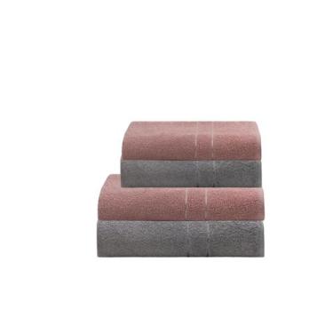 Imagem de Jogo De Toalhas Camesa Galaxy Banhão 4 Peças Algodão 400g/m², Cinza-Ro