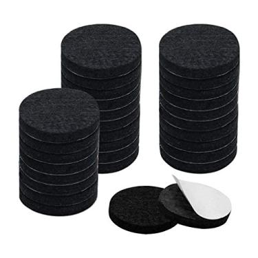 Imagem de uxcell 30 peças de almofadas de feltro de móveis, redondas, 5 cm, antiderrapantes, antiarranhões, para sofá, armário, cadeira, pés, protetor de chão, preto