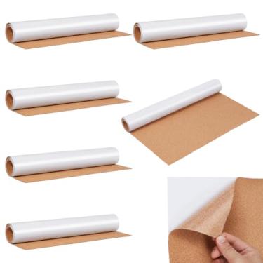 Imagem de DELORIGIN 6 rolos autoadesivos para quadro de cortiça multiuso, forro de prateleira de cortiça de 40 x 125 cm, folha de rolhas com suporte adesivo forte para porta-copos faça você mesmo, artesanato