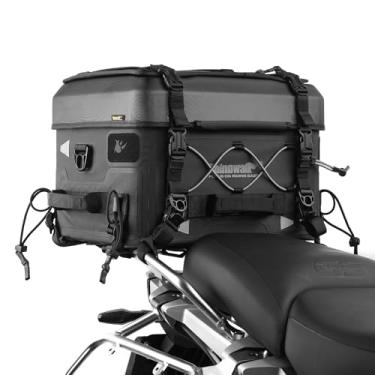 Imagem de Rhinowalk Bolsa traseira de motocicleta multifuncional à prova d'água 36L tática para bagagem de viagem com alças Sissy Bar - preta