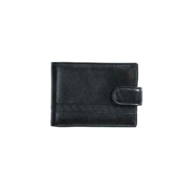 Imagem de Carteira Masculina de Couro com Fecho em Botão Grécia Preta - Bagaggio