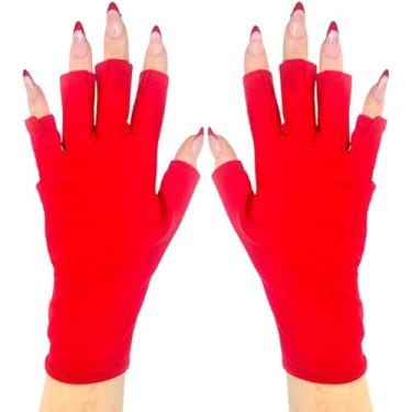 Imagem de ManiGlovz - As luvas protetoras originais FPS 50+ UV/LED para manicure em gel, proteção solar sem dedos, proteção contra o sol e lâmpada de unhas - laca vermelha