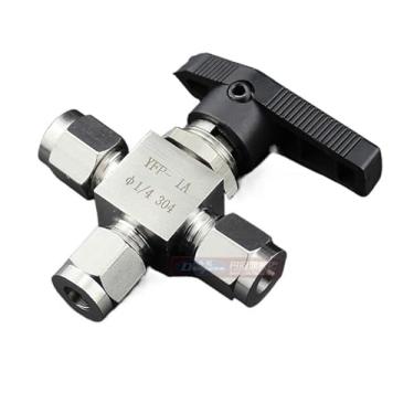 Imagem de Camiseta de aço inoxidável 304, válvula de esfera de desligamento de encaixe de compressão de 3 vias, 915 PSI PN 6,4 adequada para tubo O/D de 1/10.2 cm WWECCQIJ