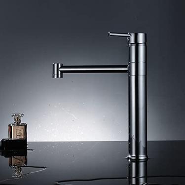 Imagem de RAUGAJ Torneiras, torneira de cozinha K Stype com coluna bico longo torneira de lavatório torneira misturadora cromado acabamento escovado/cromado