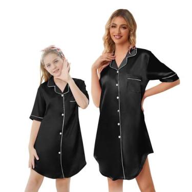 Imagem de Camisola Schbbbta Girls de cetim com botões e manga curta 9-10Y