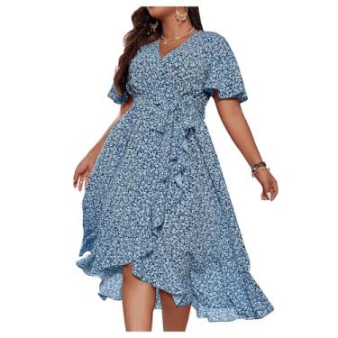 Imagem de Vestido Floerns Boho, manga esvoaçante, bainha com babados, linha A, a