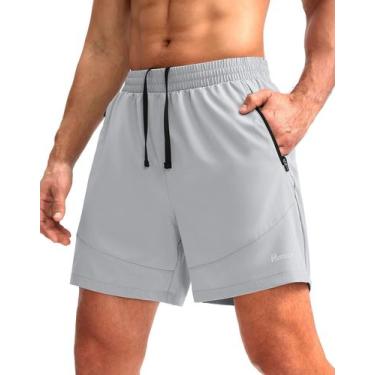 Imagem de Shorts de corrida Pudolla para homens, treino atlético com bolsos