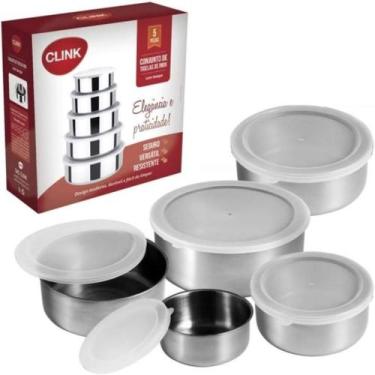 Imagem de Conjunto de Potes Tigelas Bowl Inox com Tampa 5 Peças - Clink