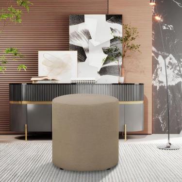 Imagem de Puff Viena Redondo Em Linho Decorativo Para Sala Quarto - Mobigu, Linh