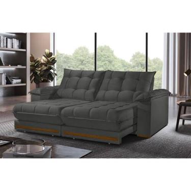 Imagem de Sofá Retrátil Barcelona 2,30M 4 Lugares Molas Ensacadas TXR, Cinza