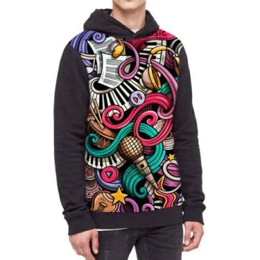 Imagem de Moletom Com Capuz Musica Instrumentos  Ref:567 - smoke, Preto, GG