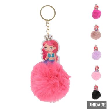 Imagem de Chaveiro de Sereia 11cm com Pompom Color - Tudo em Caixa