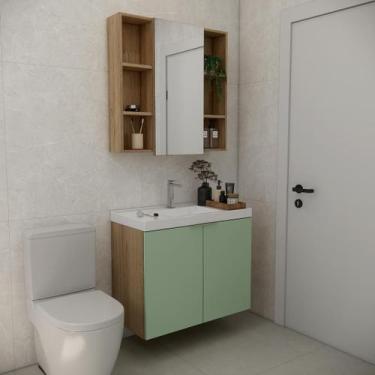 Imagem de Conjunto de banheiro sem cuba vittare 80cm estilare cnj5005 carvalho/v