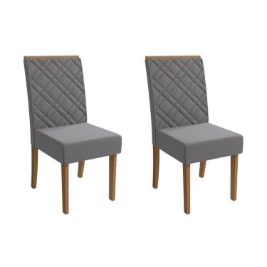Imagem de Kit 2 Cadeiras Sala Jantar Gardênia 2cad149 Madeirado 2 Un Canela-suede Cinza - Kappesberg