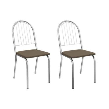 Imagem de Kit 2 Cadeiras De Cozinha Noruega 2c077cr Aço 2 Un Cromado-suede Cappuccino - Kappesberg