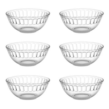 Imagem de Conjunto de 6 Bowls em Vidro Transparente, Design Ondulado, 350ml, 12,7cm x 5,2cm, para Saladas, Sobremesas e Petiscos