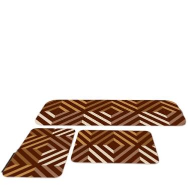 Imagem de Kit 3 Tapetes Para Cozinha Antiderrapante Estampa Folhas Verdes Naturais(12)