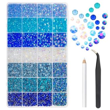 Imagem de 28 tipos de strass de resina de geleia azul para artesanato deslumbrante 3 mm-6 mm flatback colorido azul real pedras preciosas diamantes para unhas artesanato faça você mesmo copos garrafas roupas