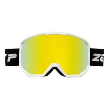 Imagem de YMTSGEQ Óculos de esqui, antiembaciamento OTG para neve/snowboard para homens e mulheres, 100% de proteção UV400 (armação branca alça preta - lente dourada Revo (Vlt 14%))