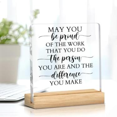 Imagem de Presentes de agradecimento para mulheres homens presentes de agradecimento para colegas de trabalho chefe líder professor mentor funcionário escritório decoração de mesa placa acrílica lembrança