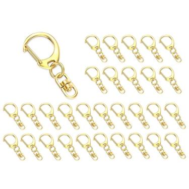 Imagem de Fechos de garra de lagosta giratórios para ganchos de clipe de chaveiro com chaveiro corrente de prata e ouro para artesanato faça você mesmo, 10/30 peças