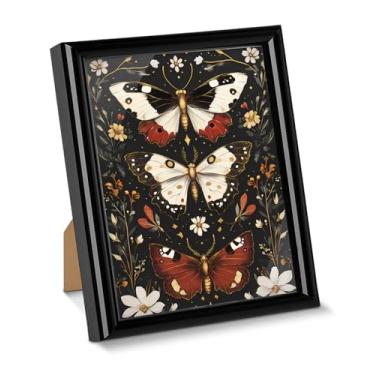 Imagem de Pôster de arte de parede de borboleta estética estampa floral gótica para desktop, pintura emoldurada Dark Academia para decoração de mesa de parede de casa de fazenda 15 x 20 cm