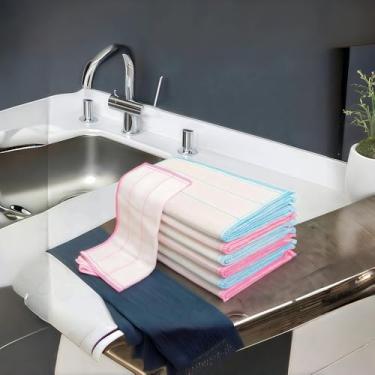 Imagem de 5 peças de pano de prato 100% algodão para lavar louças, panos de pratos, melhores panos de limpeza de pano de cozinha 30,5 x 30,5 cm, rosa