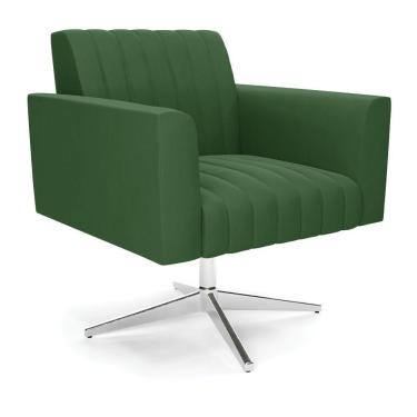 Imagem de Poltrona Giratória Viena Gomada Suede Base Cromada - D'rossi Cor Verde