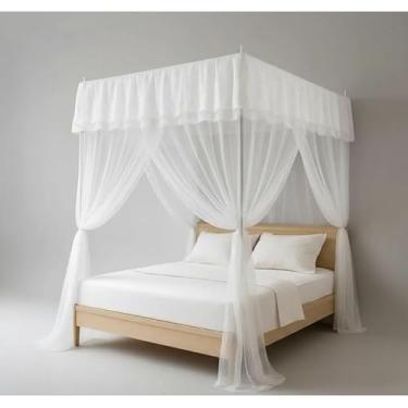Imagem de Mosquiteiro Palácio Casal/Box/Queen com Armação – Luxo, Elegância e Proteção Completa(Branco,Box Queen)