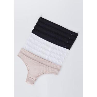 Imagem de Kit Com 10 Calcinhas Básicas Tanga Em Algodão Com Elastano - Hering, X